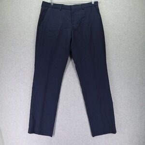 Express Pants Mens 32x32 Photographer Wool Blend Dress Suit Flat Front Navy Blue